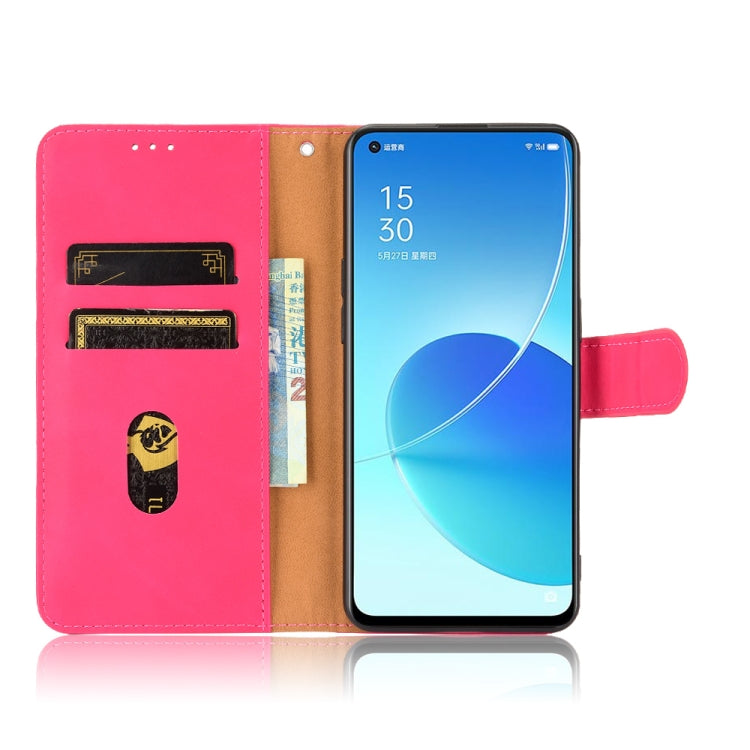For OPPO Reno6 Solid Color Skin Feel Magnetic Buckle Horizontal Flip Calf Texture PU Leather Case with Holder & Card Slots & Wallet