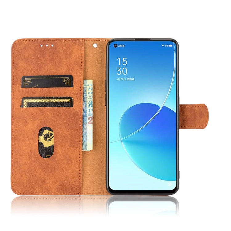 For OPPO Reno6 Solid Color Skin Feel Magnetic Buckle Horizontal Flip Calf Texture PU Leather Case with Holder & Card Slots & Wallet