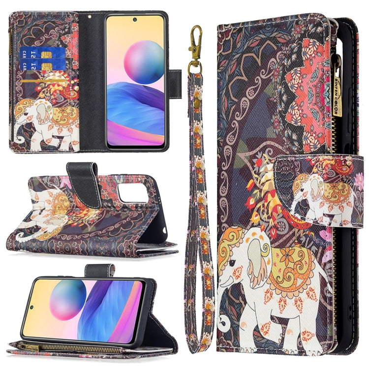 For Xiaomi Poco M3 Pro / Redmi Note 10 5G Colored Drawing Pattern Zipper Horizontal Flip Leather Case with Holder & Card Slots & Wallet