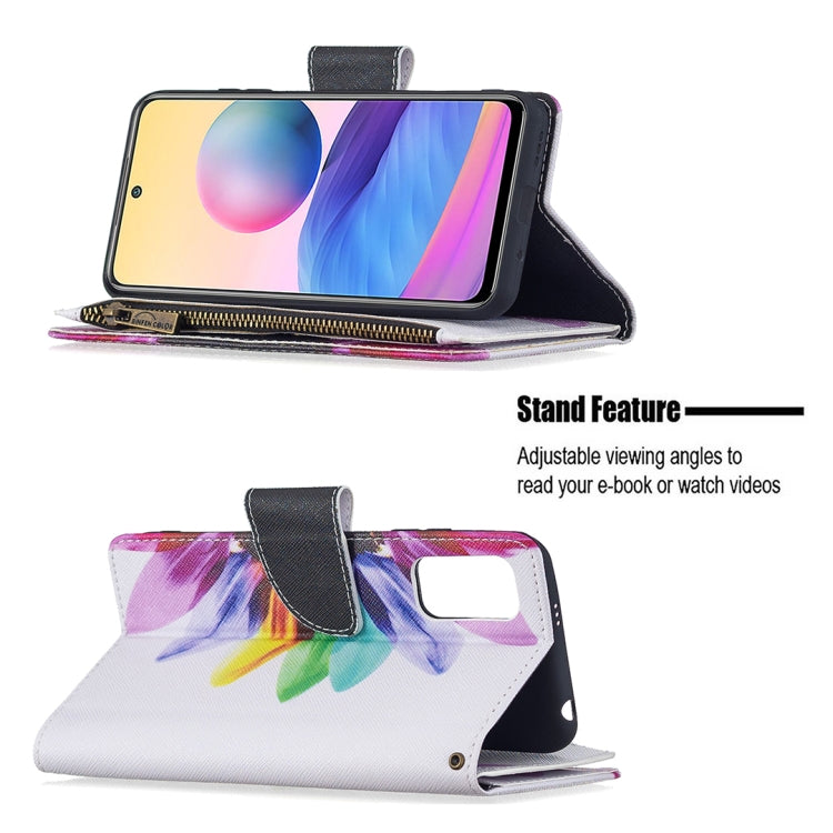For Xiaomi Poco M3 Pro / Redmi Note 10 5G Colored Drawing Pattern Zipper Horizontal Flip Leather Case with Holder & Card Slots & Wallet