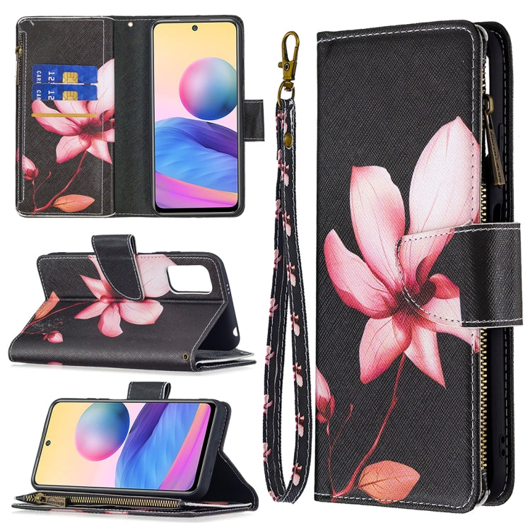 For Xiaomi Poco M3 Pro / Redmi Note 10 5G Colored Drawing Pattern Zipper Horizontal Flip Leather Case with Holder & Card Slots & Wallet
