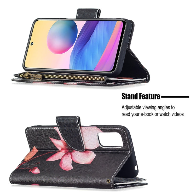 For Xiaomi Poco M3 Pro / Redmi Note 10 5G Colored Drawing Pattern Zipper Horizontal Flip Leather Case with Holder & Card Slots & Wallet