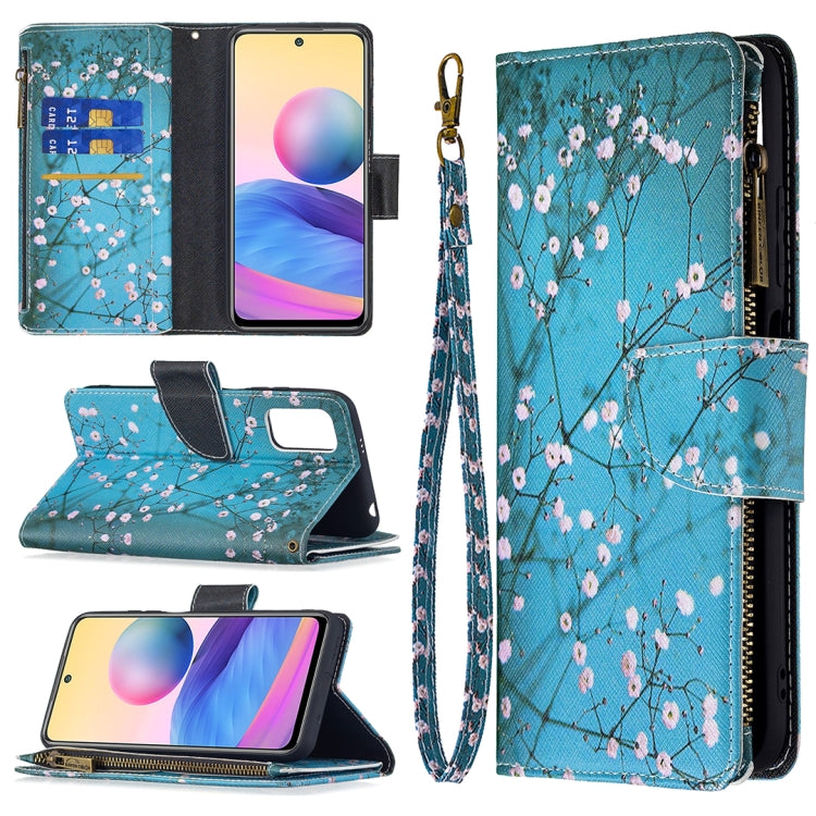 For Xiaomi Poco M3 Pro / Redmi Note 10 5G Colored Drawing Pattern Zipper Horizontal Flip Leather Case with Holder & Card Slots & Wallet