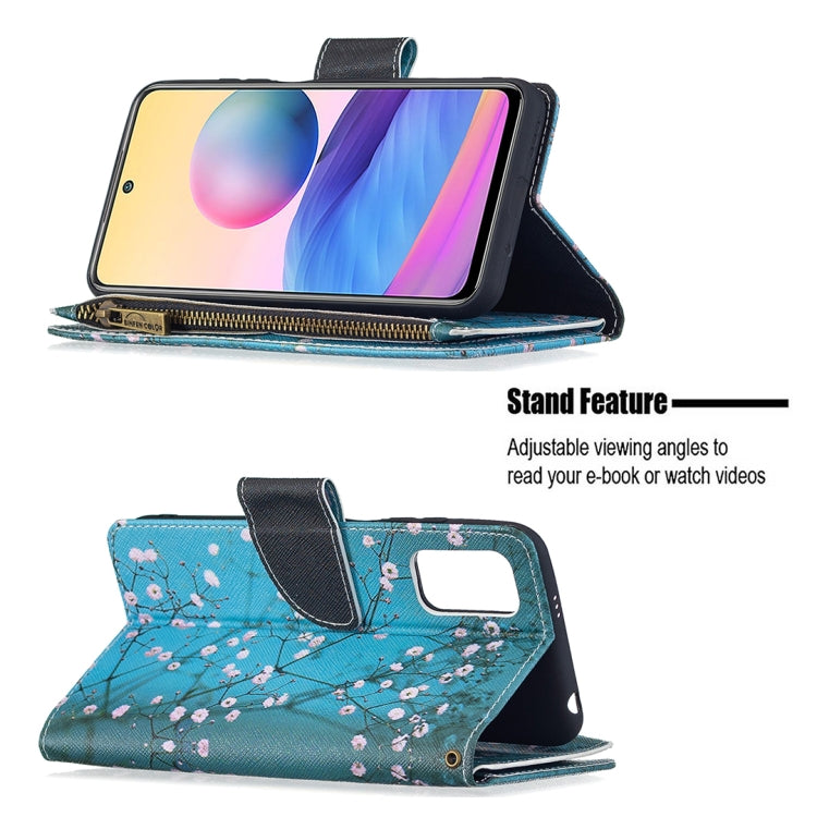 For Xiaomi Poco M3 Pro / Redmi Note 10 5G Colored Drawing Pattern Zipper Horizontal Flip Leather Case with Holder & Card Slots & Wallet