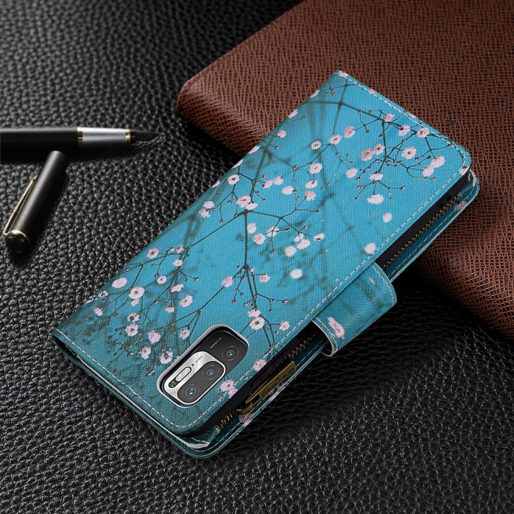 For Xiaomi Poco M3 Pro / Redmi Note 10 5G Colored Drawing Pattern Zipper Horizontal Flip Leather Case with Holder & Card Slots & Wallet
