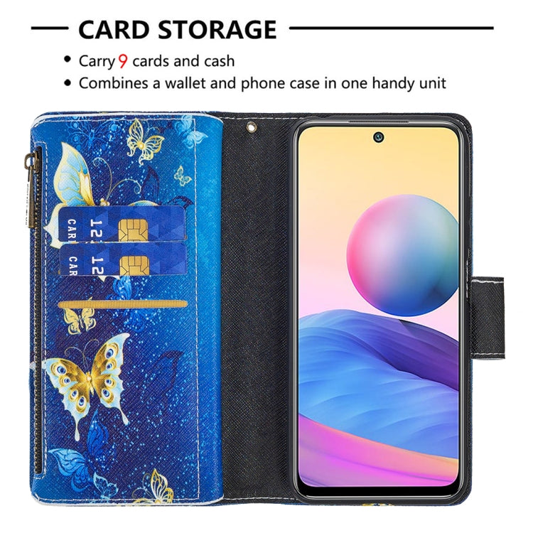 For Xiaomi Poco M3 Pro / Redmi Note 10 5G Colored Drawing Pattern Zipper Horizontal Flip Leather Case with Holder & Card Slots & Wallet