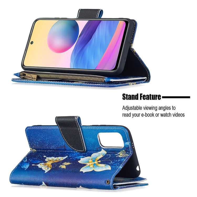 For Xiaomi Poco M3 Pro / Redmi Note 10 5G Colored Drawing Pattern Zipper Horizontal Flip Leather Case with Holder & Card Slots & Wallet
