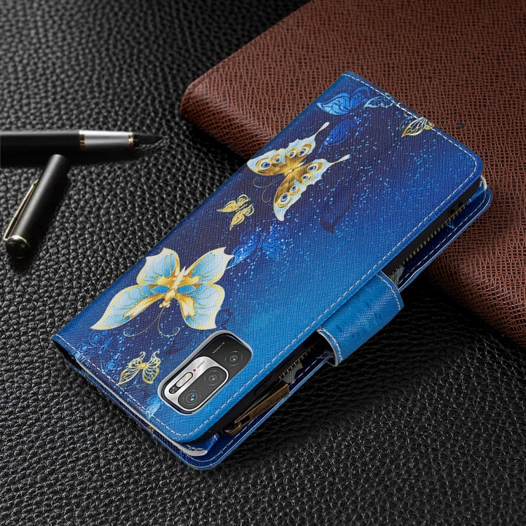 For Xiaomi Poco M3 Pro / Redmi Note 10 5G Colored Drawing Pattern Zipper Horizontal Flip Leather Case with Holder & Card Slots & Wallet