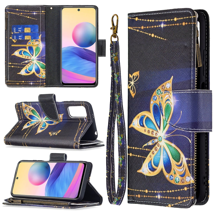 For Xiaomi Poco M3 Pro / Redmi Note 10 5G Colored Drawing Pattern Zipper Horizontal Flip Leather Case with Holder & Card Slots & Wallet