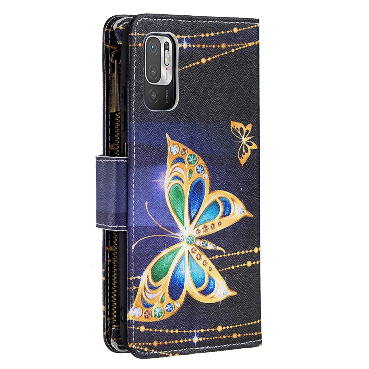 For Xiaomi Poco M3 Pro / Redmi Note 10 5G Colored Drawing Pattern Zipper Horizontal Flip Leather Case with Holder & Card Slots & Wallet