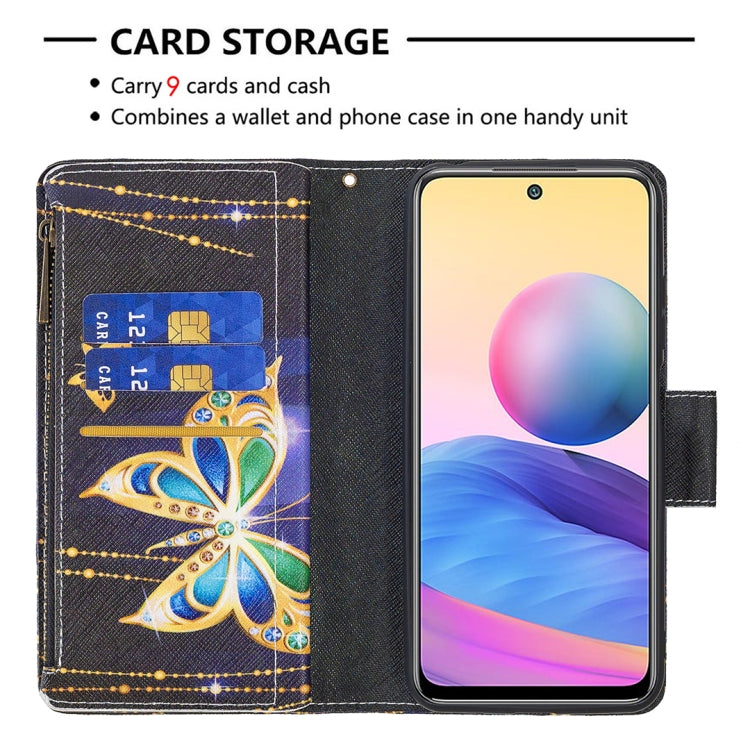 For Xiaomi Poco M3 Pro / Redmi Note 10 5G Colored Drawing Pattern Zipper Horizontal Flip Leather Case with Holder & Card Slots & Wallet