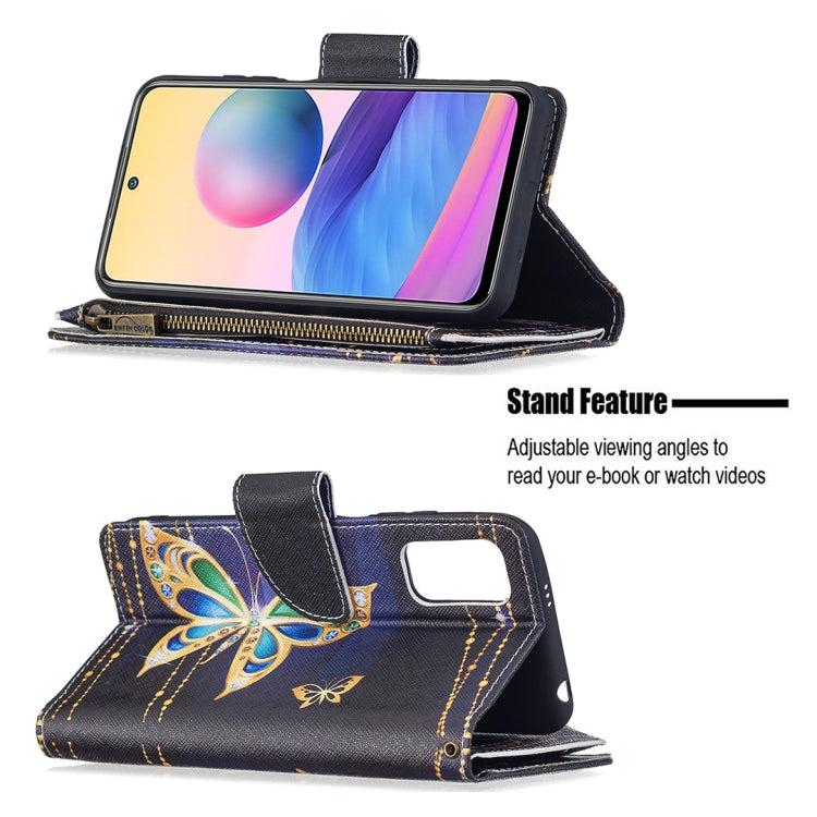 For Xiaomi Poco M3 Pro / Redmi Note 10 5G Colored Drawing Pattern Zipper Horizontal Flip Leather Case with Holder & Card Slots & Wallet