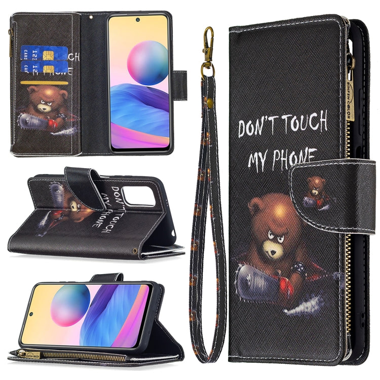 For Xiaomi Poco M3 Pro / Redmi Note 10 5G Colored Drawing Pattern Zipper Horizontal Flip Leather Case with Holder & Card Slots & Wallet