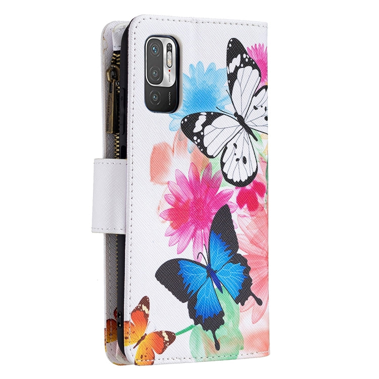 For Xiaomi Poco M3 Pro / Redmi Note 10 5G Colored Drawing Pattern Zipper Horizontal Flip Leather Case with Holder & Card Slots & Wallet