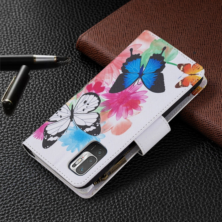 For Xiaomi Poco M3 Pro / Redmi Note 10 5G Colored Drawing Pattern Zipper Horizontal Flip Leather Case with Holder & Card Slots & Wallet