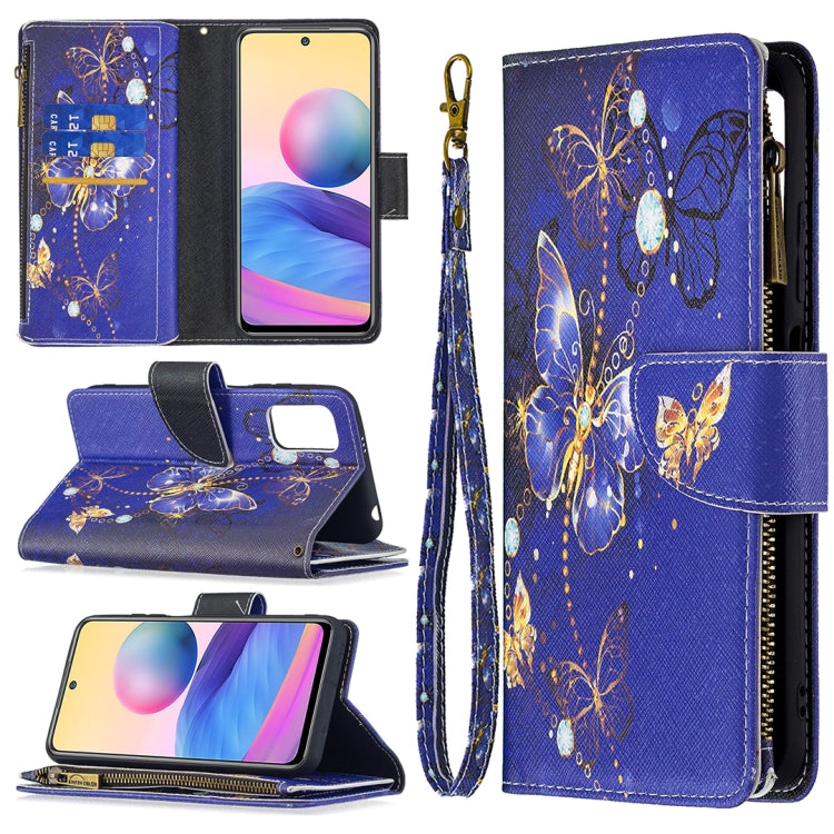 For Xiaomi Poco M3 Pro / Redmi Note 10 5G Colored Drawing Pattern Zipper Horizontal Flip Leather Case with Holder & Card Slots & Wallet