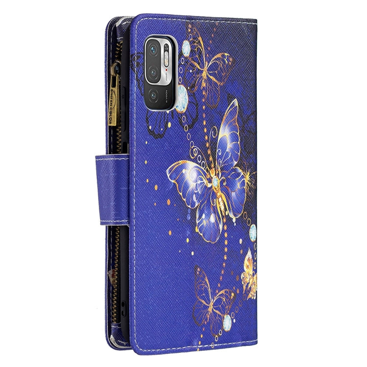 For Xiaomi Poco M3 Pro / Redmi Note 10 5G Colored Drawing Pattern Zipper Horizontal Flip Leather Case with Holder & Card Slots & Wallet