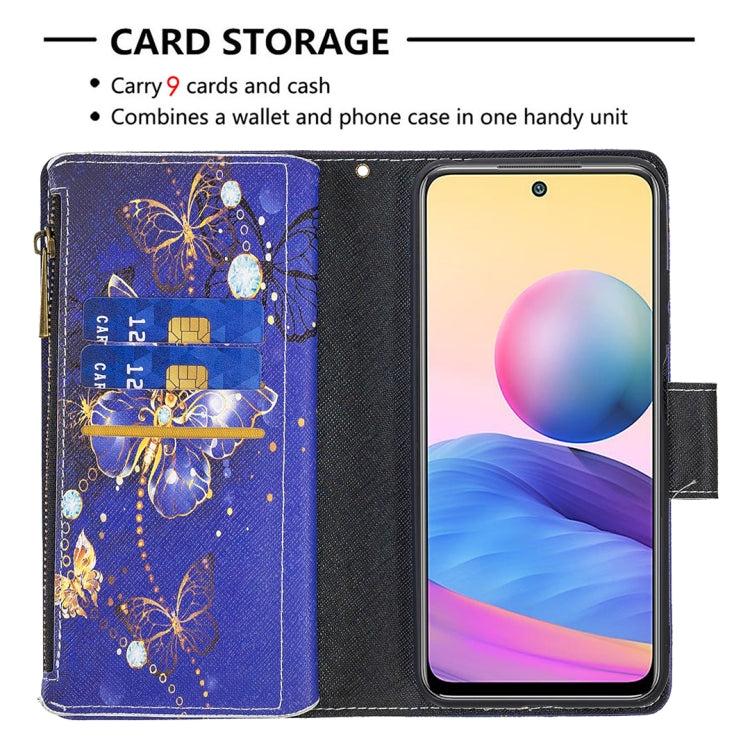 For Xiaomi Poco M3 Pro / Redmi Note 10 5G Colored Drawing Pattern Zipper Horizontal Flip Leather Case with Holder & Card Slots & Wallet