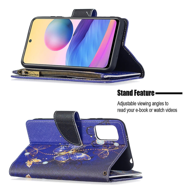 For Xiaomi Poco M3 Pro / Redmi Note 10 5G Colored Drawing Pattern Zipper Horizontal Flip Leather Case with Holder & Card Slots & Wallet