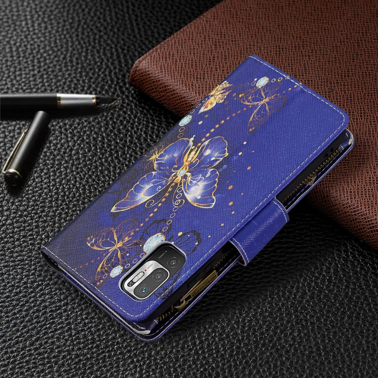 For Xiaomi Poco M3 Pro / Redmi Note 10 5G Colored Drawing Pattern Zipper Horizontal Flip Leather Case with Holder & Card Slots & Wallet