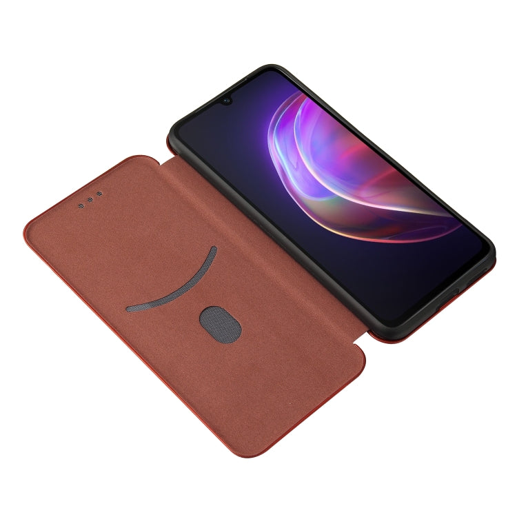 For vivo V21 Carbon Fiber Texture Horizontal Flip TPU + PC + PU Leather Case with Card Slot