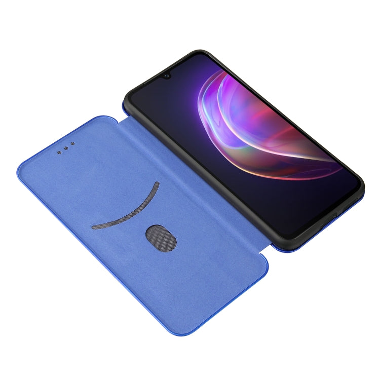 For vivo V21 Carbon Fiber Texture Horizontal Flip TPU + PC + PU Leather Case with Card Slot