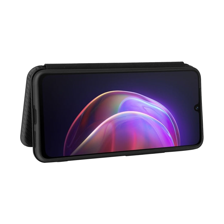 For vivo V21 Carbon Fiber Texture Horizontal Flip TPU + PC + PU Leather Case with Card Slot