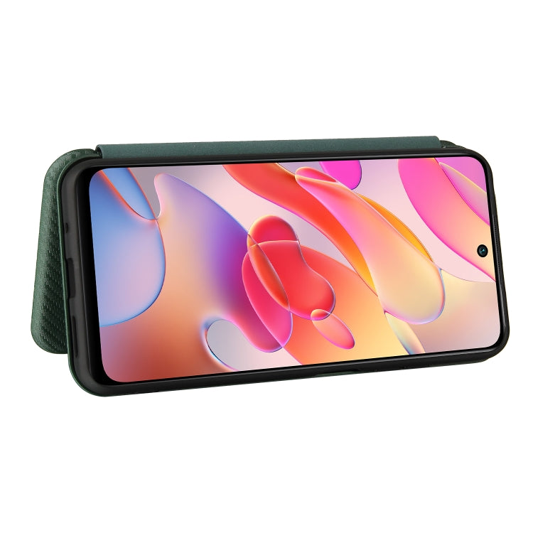 For Xiaomi Redmi Note 10 5G Carbon Fiber Texture Horizontal Flip TPU + PC + PU Leather Case with Card Slot