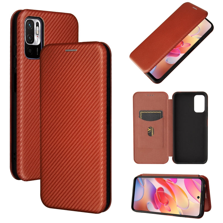 For Xiaomi Redmi Note 10 5G Carbon Fiber Texture Horizontal Flip TPU + PC + PU Leather Case with Card Slot