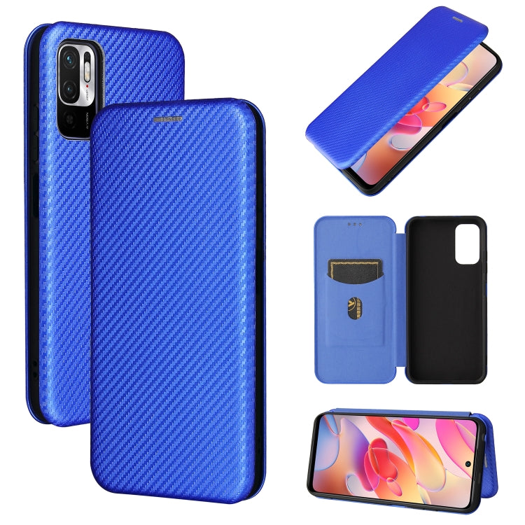 For Xiaomi Poco M3 Pro 5G/4G Carbon Fiber Texture Horizontal Flip TPU + PC + PU Leather Case with Card Slot