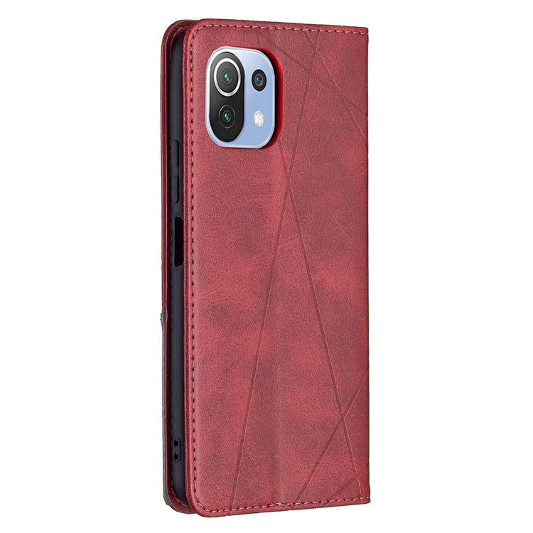For Xiaomi Mi 11 Lite Rhombus Texture Horizontal Flip Magnetic Leather Case with Holder & Card Slots