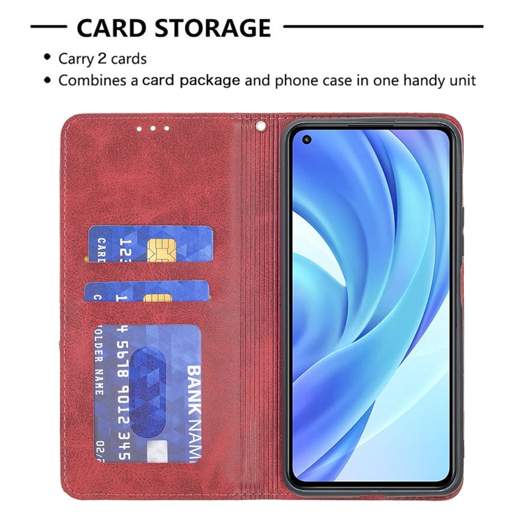 For Xiaomi Mi 11 Lite Rhombus Texture Horizontal Flip Magnetic Leather Case with Holder & Card Slots