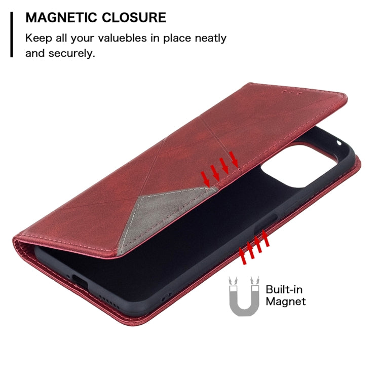 For Xiaomi Mi 11 Lite Rhombus Texture Horizontal Flip Magnetic Leather Case with Holder & Card Slots