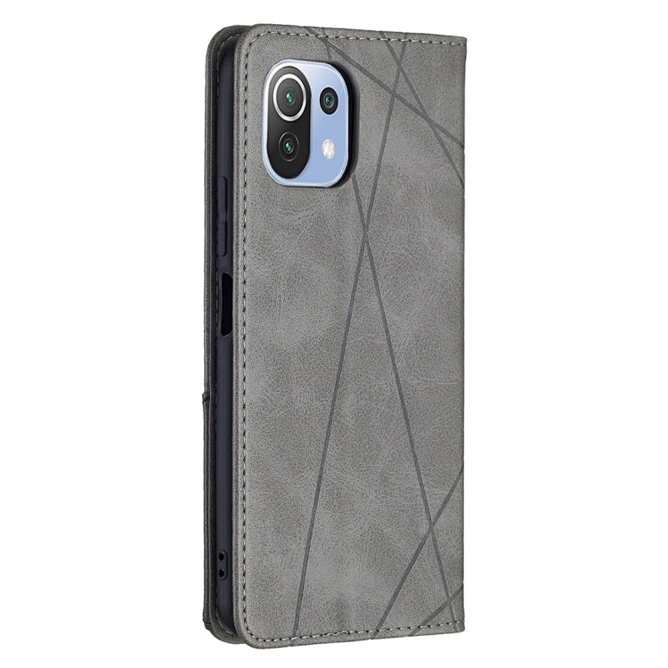 For Xiaomi Mi 11 Lite Rhombus Texture Horizontal Flip Magnetic Leather Case with Holder & Card Slots