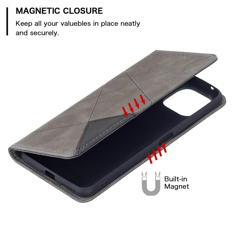 For Xiaomi Mi 11 Lite Rhombus Texture Horizontal Flip Magnetic Leather Case with Holder & Card Slots