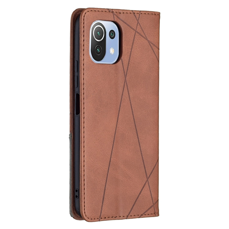 For Xiaomi Mi 11 Lite Rhombus Texture Horizontal Flip Magnetic Leather Case with Holder & Card Slots