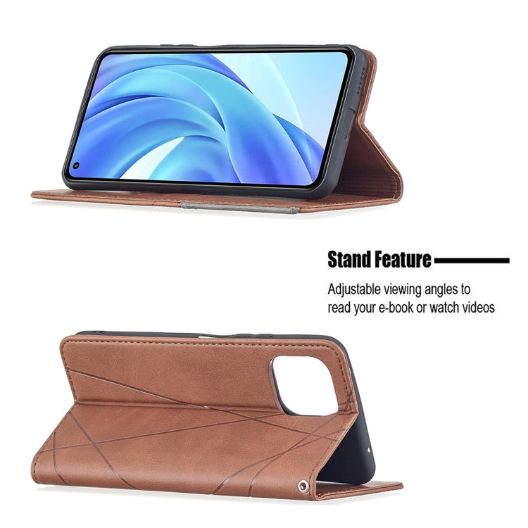 For Xiaomi Mi 11 Lite Rhombus Texture Horizontal Flip Magnetic Leather Case with Holder & Card Slots