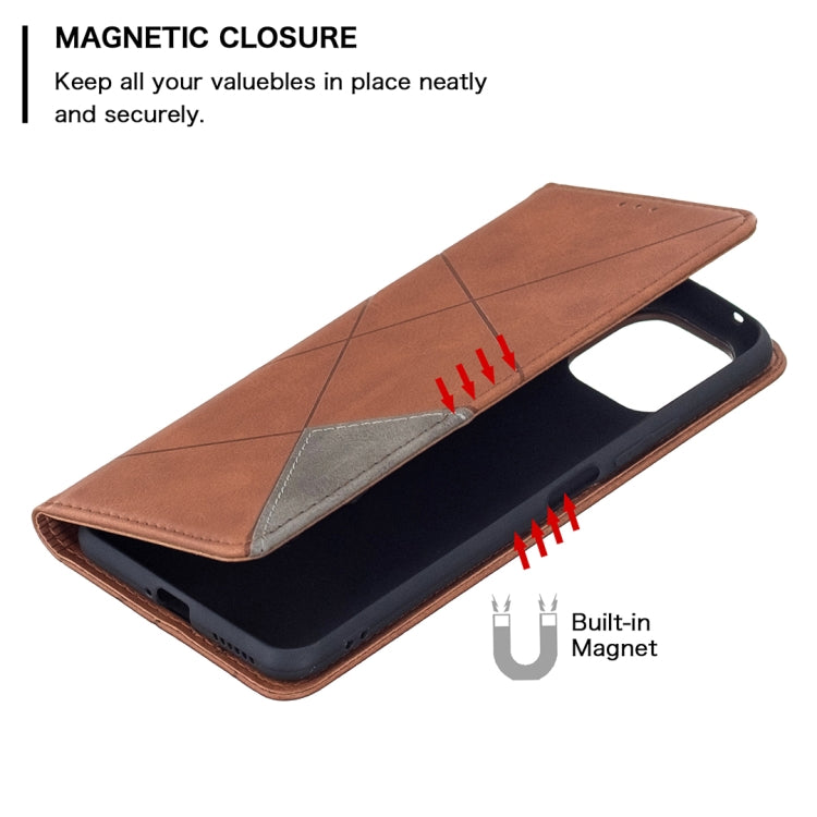 For Xiaomi Mi 11 Lite Rhombus Texture Horizontal Flip Magnetic Leather Case with Holder & Card Slots