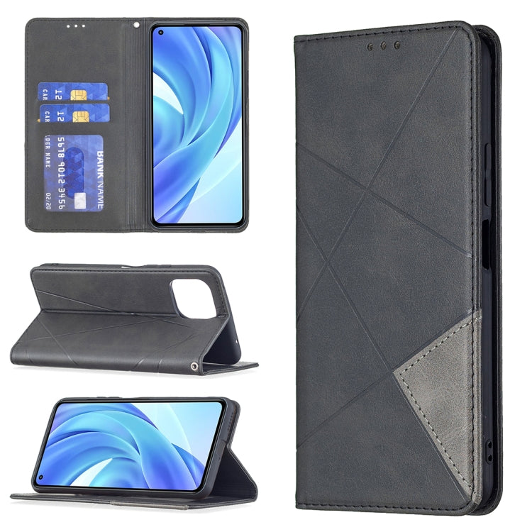 For Xiaomi Mi 11 Lite Rhombus Texture Horizontal Flip Magnetic Leather Case with Holder & Card Slots