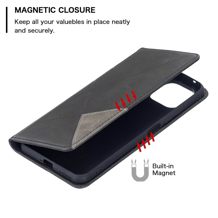 For Xiaomi Mi 11 Lite Rhombus Texture Horizontal Flip Magnetic Leather Case with Holder & Card Slots