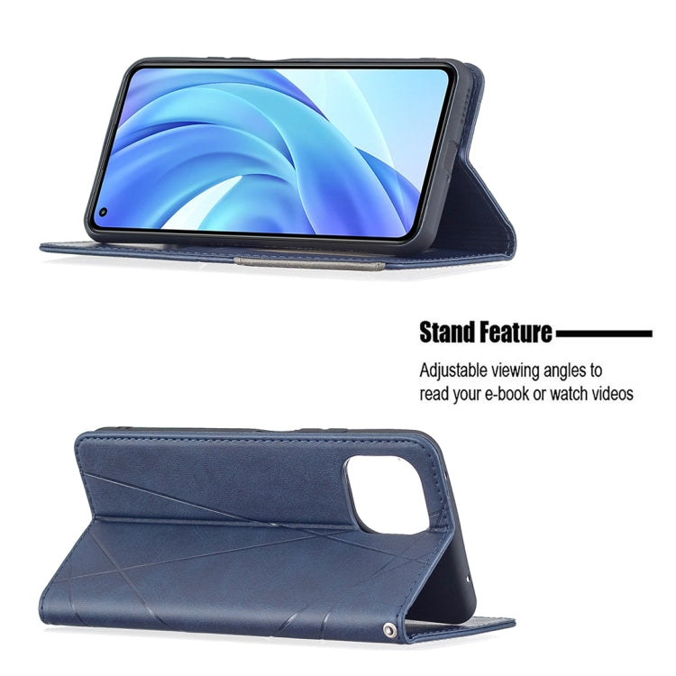 For Xiaomi Mi 11 Lite Rhombus Texture Horizontal Flip Magnetic Leather Case with Holder & Card Slots