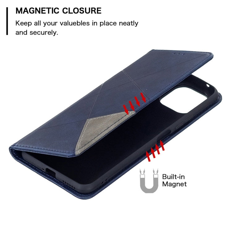 For Xiaomi Mi 11 Lite Rhombus Texture Horizontal Flip Magnetic Leather Case with Holder & Card Slots