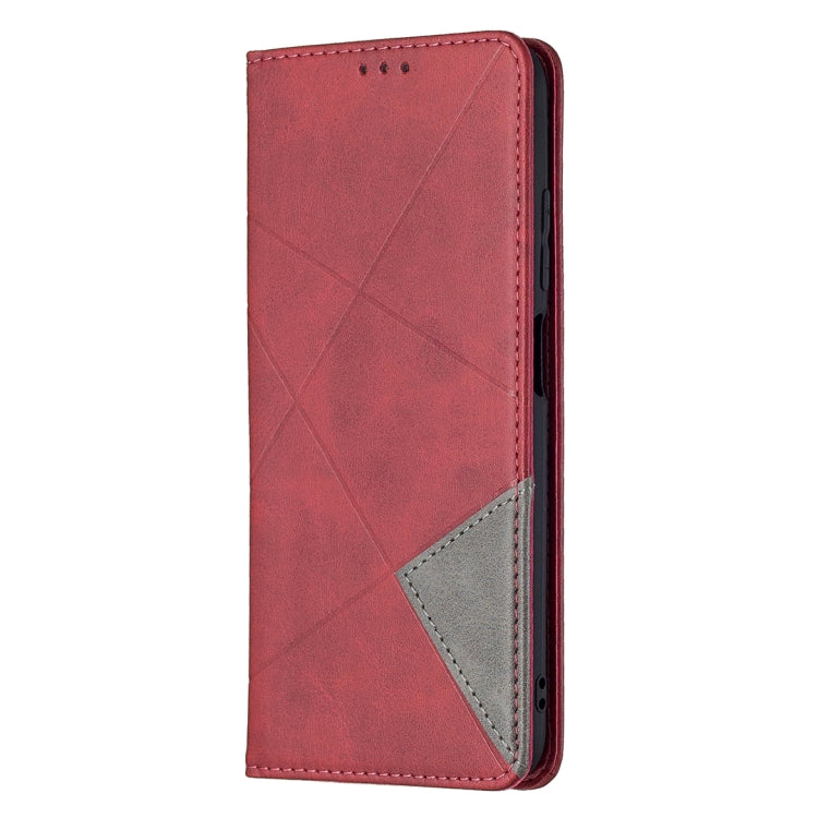 For Xiaomi Poco M3 Pro / Redmi Note 10 5G Rhombus Texture Horizontal Flip Magnetic Leather Case with Holder & Card Slots