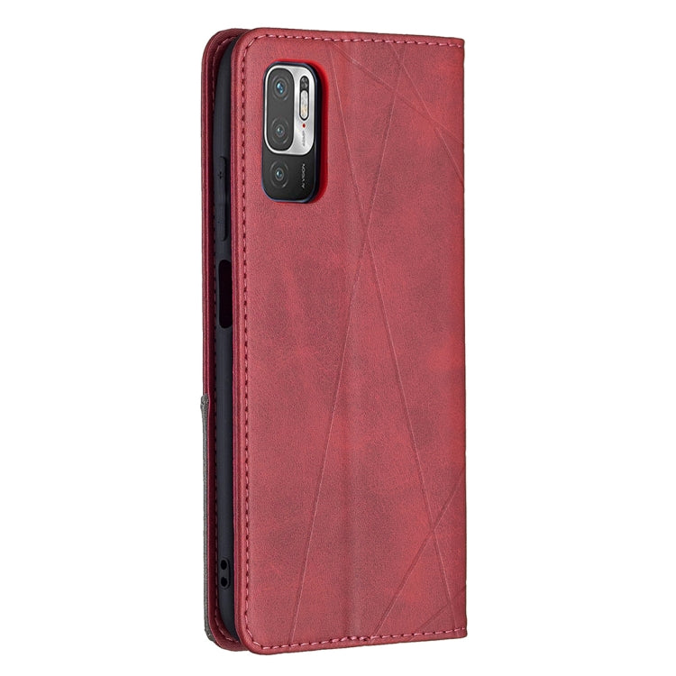 For Xiaomi Poco M3 Pro / Redmi Note 10 5G Rhombus Texture Horizontal Flip Magnetic Leather Case with Holder & Card Slots