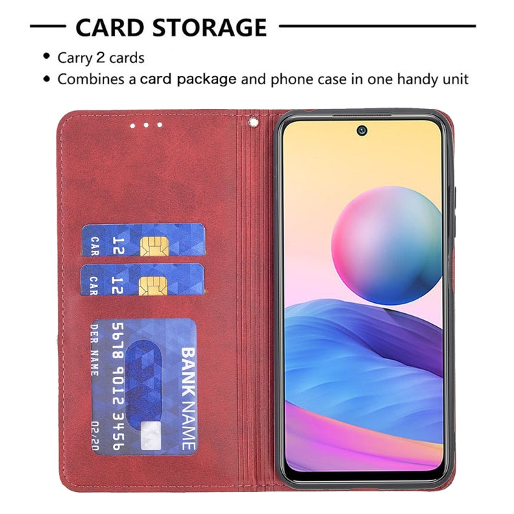 For Xiaomi Poco M3 Pro / Redmi Note 10 5G Rhombus Texture Horizontal Flip Magnetic Leather Case with Holder & Card Slots