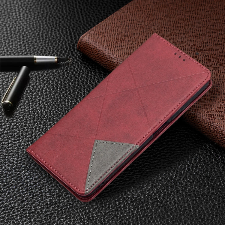 For Xiaomi Poco M3 Pro / Redmi Note 10 5G Rhombus Texture Horizontal Flip Magnetic Leather Case with Holder & Card Slots