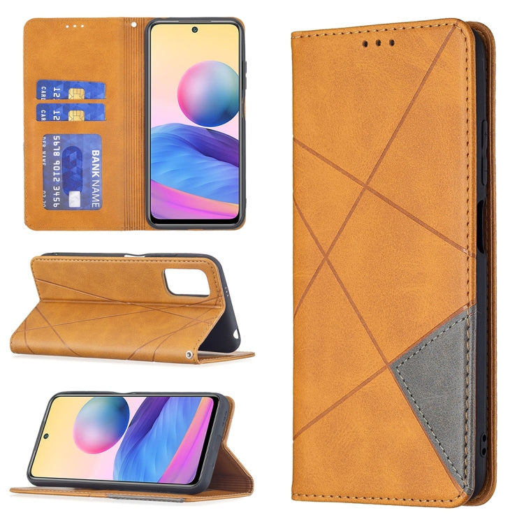 For Xiaomi Poco M3 Pro / Redmi Note 10 5G Rhombus Texture Horizontal Flip Magnetic Leather Case with Holder & Card Slots
