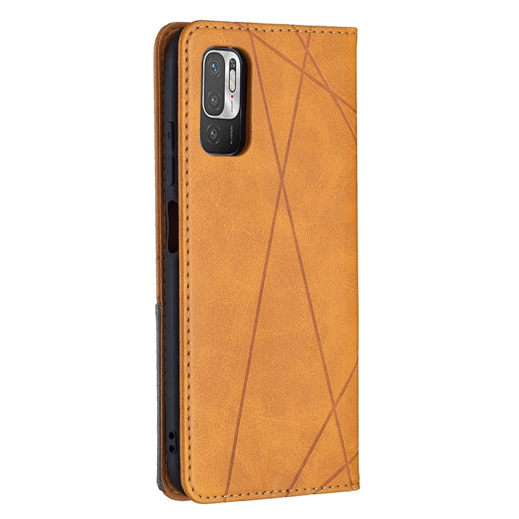 For Xiaomi Poco M3 Pro / Redmi Note 10 5G Rhombus Texture Horizontal Flip Magnetic Leather Case with Holder & Card Slots