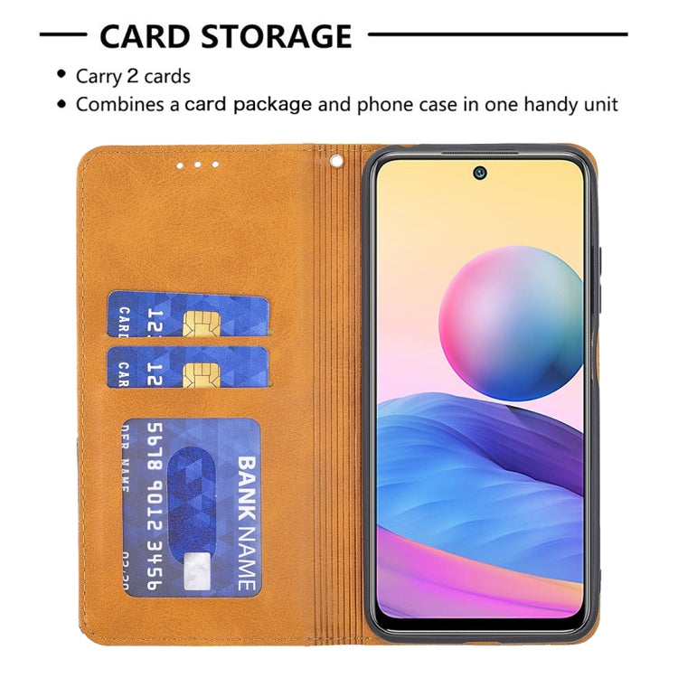 For Xiaomi Poco M3 Pro / Redmi Note 10 5G Rhombus Texture Horizontal Flip Magnetic Leather Case with Holder & Card Slots