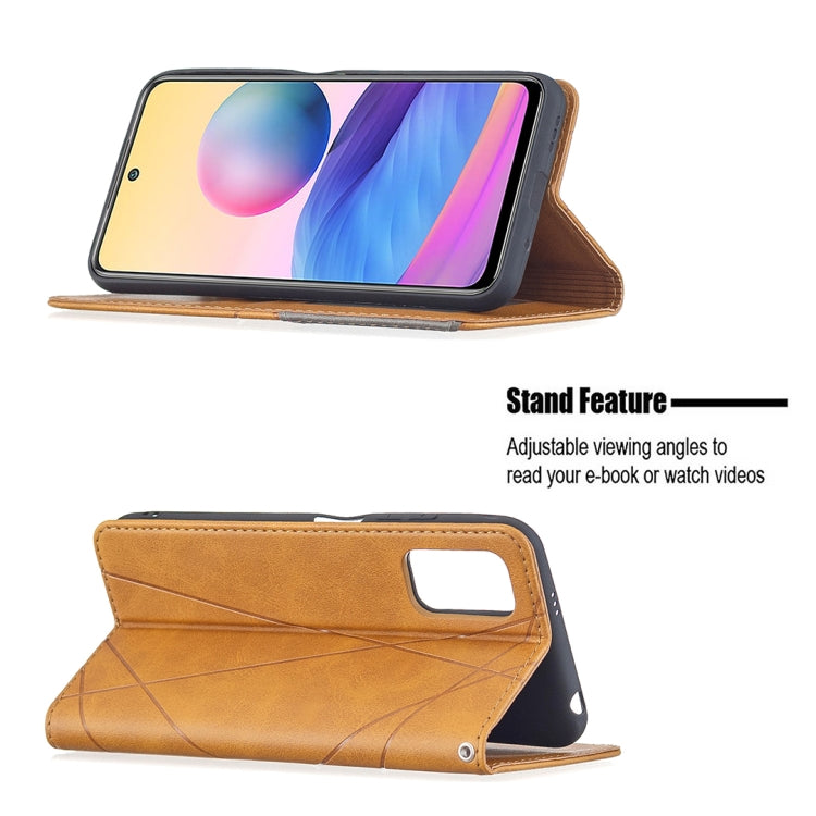 For Xiaomi Poco M3 Pro / Redmi Note 10 5G Rhombus Texture Horizontal Flip Magnetic Leather Case with Holder & Card Slots